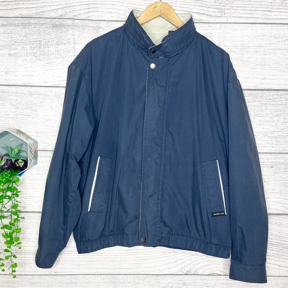 Vintage 90’s Members Only Blue Mariner Windbreaker Full Zip Jacket Size Large